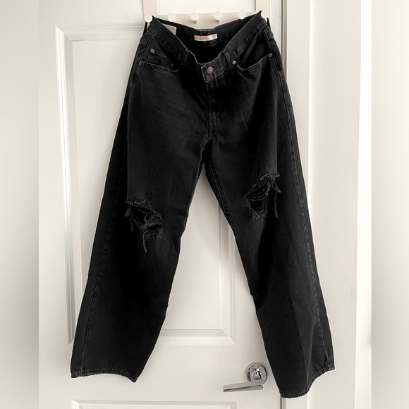 Levi Black Wide-Leg Ripped Jeans - Picture 1 of 2